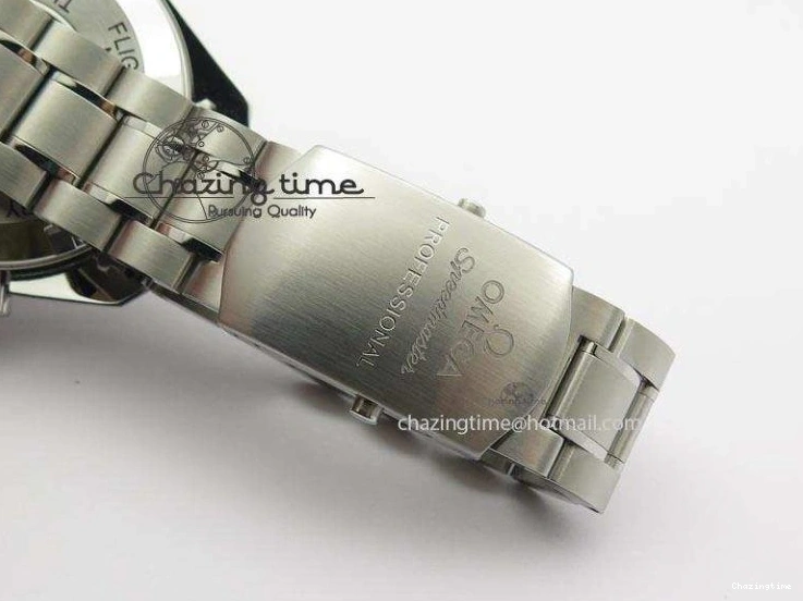 0510 Speedmaster MoonWatch  Apollo 16 Black Dial On SS Bracelet Supportive 8231
